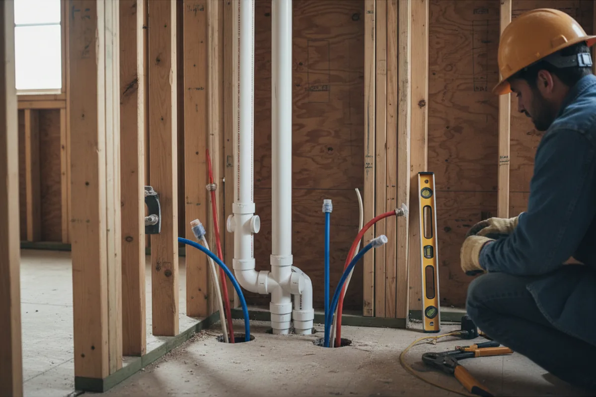 Drain and supply rough-in during Drain Cleaning in Diberville