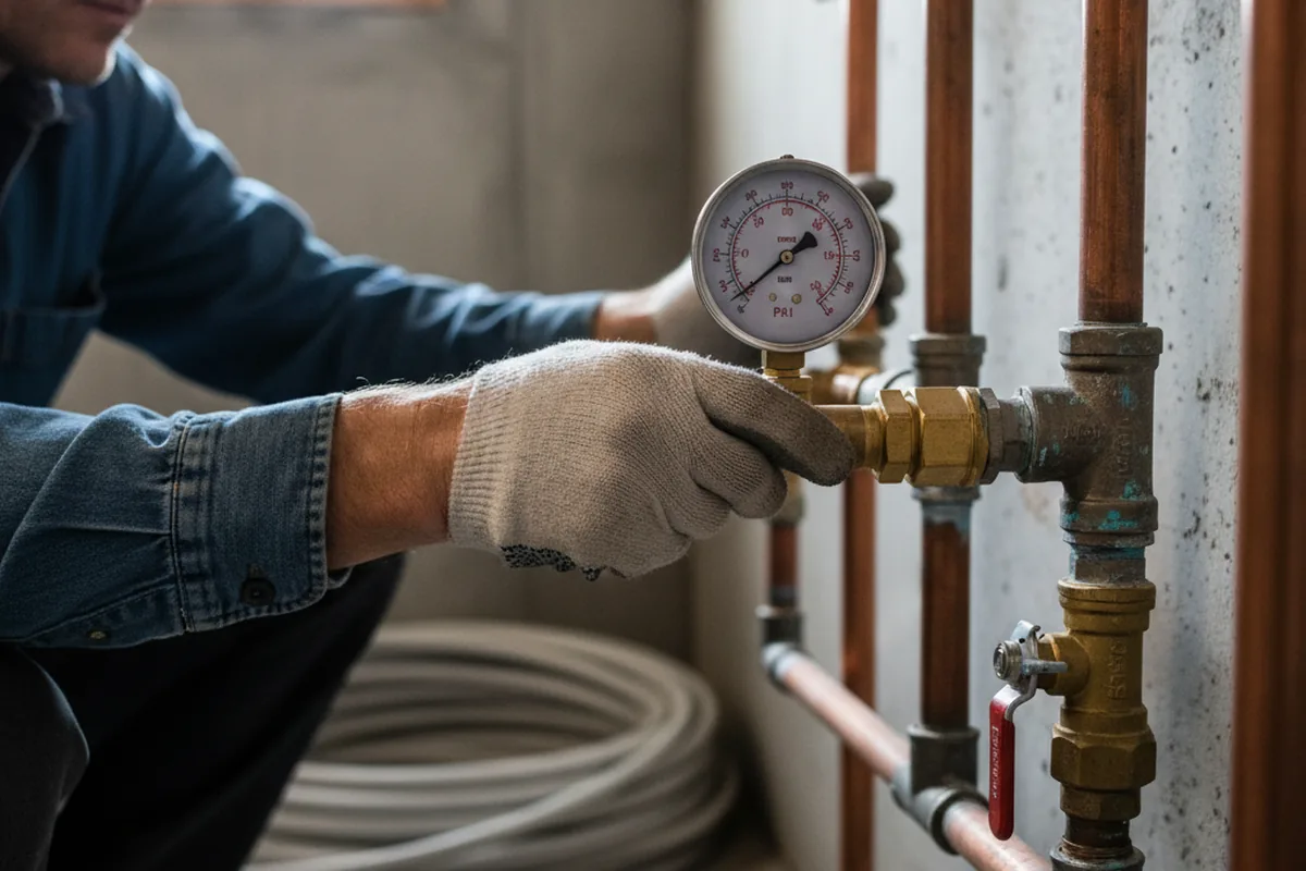 Pressure testing a repaired line during Water Line Repair in Diberville